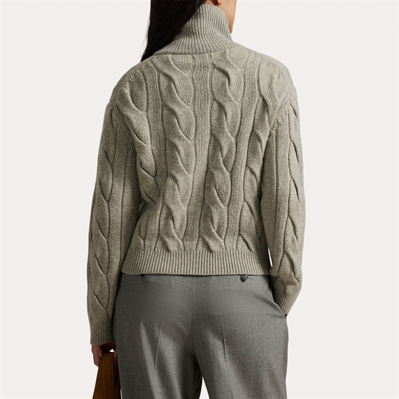 Polo Ralph Lauren Wool-Cashmere Funnelneck Cardigan, Light Vintage Heather 